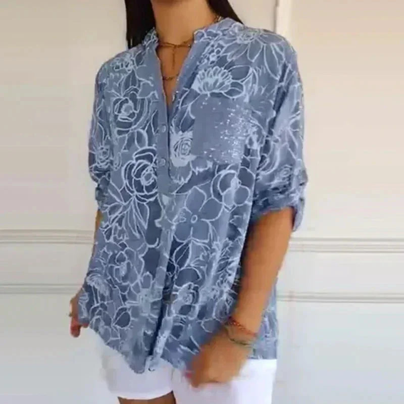 Lässige Damenbluse mit floralem Muster