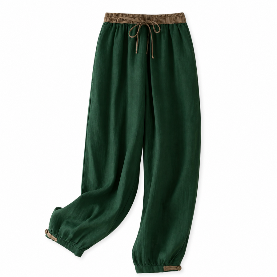 Damenhose mit elastischem Bund, Kordelzug, schmal zulaufendem Bein und Bündchen