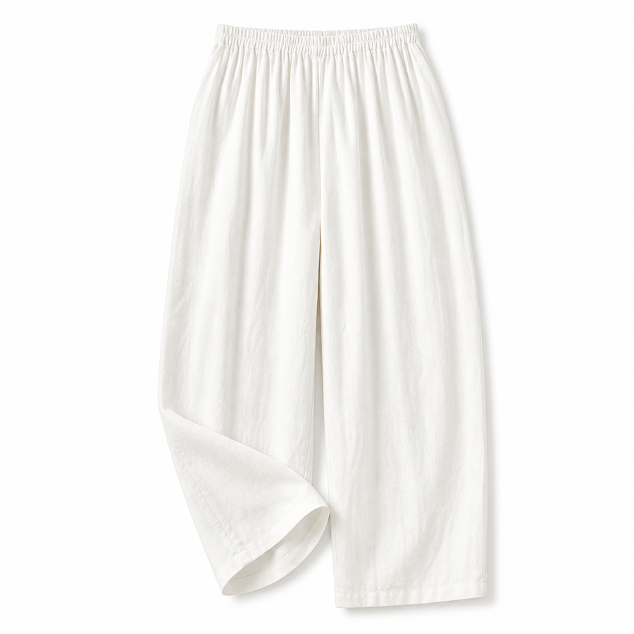 Damenhose mit elastischem Bund und geradem Bein in voller Länge