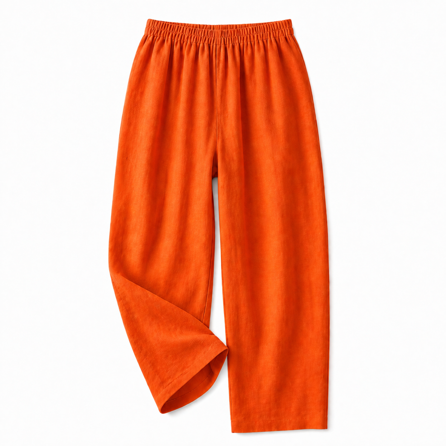 Damenhose mit elastischem Bund und geradem Bein in voller Länge