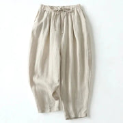 Damenhose mit hohem Bund, weitem Bein, Kordelzug und Seitentaschen