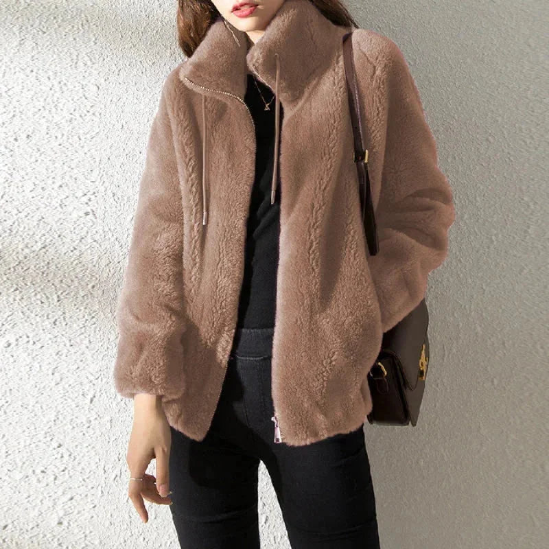 Damen Fleecejacke mit Stehkragen und Reißverschluss