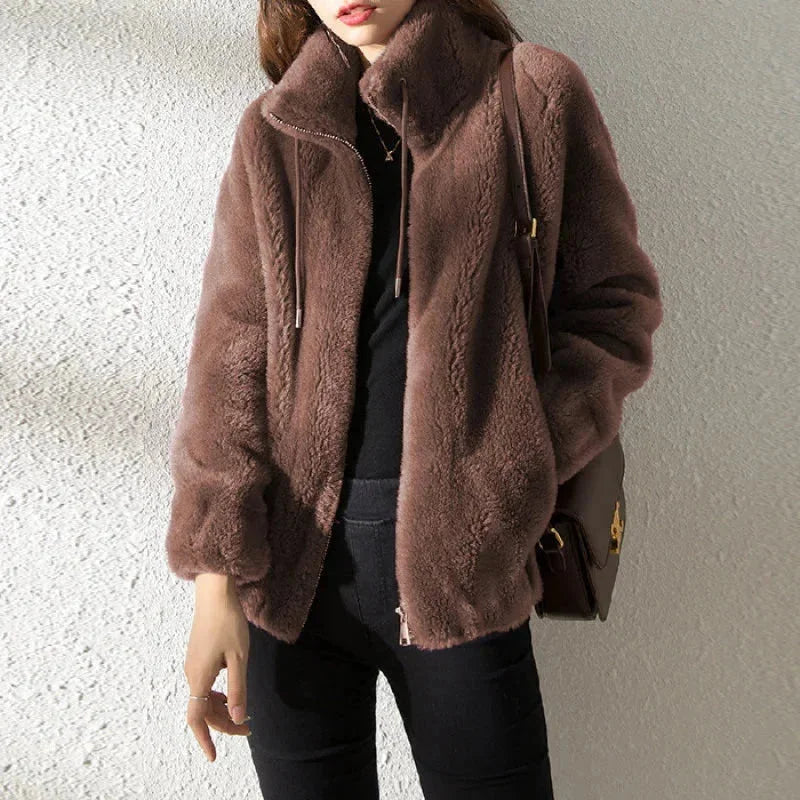 Damen Fleecejacke mit Stehkragen und Reißverschluss