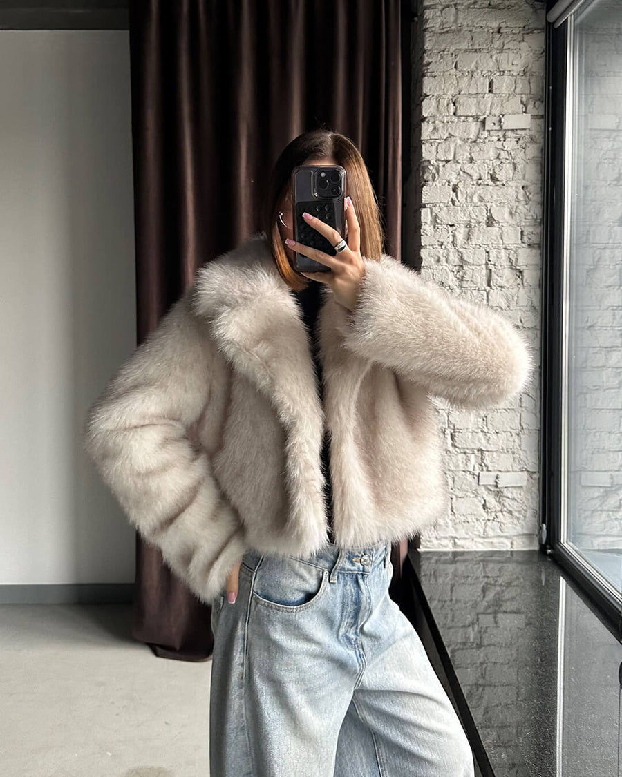 Darcy Cropped Kunstfelljacke