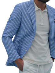 Gestreifter Sommerblazer Für Herren | Königsblau