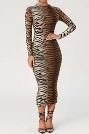Leona | Elegantes Leopard-Print Midikleid – Wild & Stilvoll