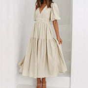 Kelly - Elegantes Kleid mit V-Ausschnitt und Puffärmeln
