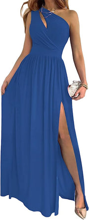Elegantes Damen-Cocktail-Maxikleid mit Ein-Schulter-Ausschnitt