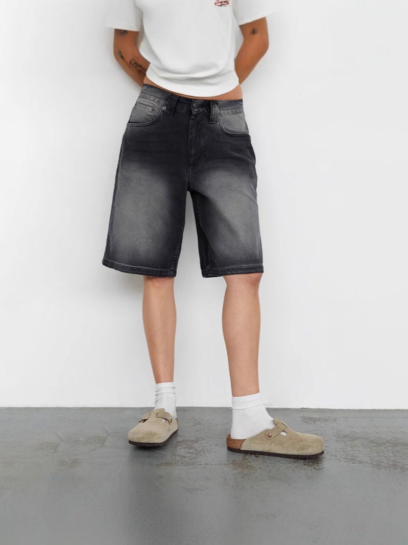 Denim Jorts Damen High Waist knielang