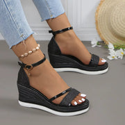 Damen Glitzer-Sandalen elegant hoch Keil Stil - Jimena