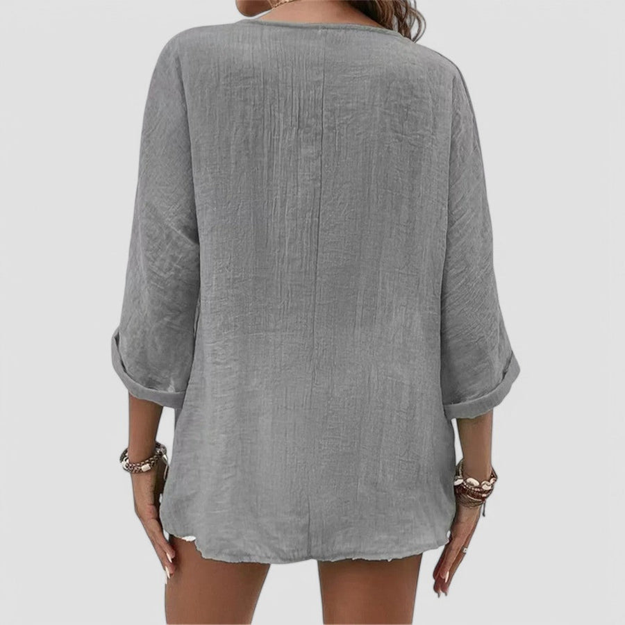Elena | Handgemachte Bluse mit V-Ausschnitt