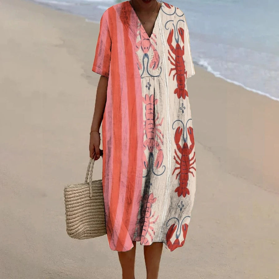 Edith | Sommerkleid mit künstlerischem Print und lockerer Silhouette