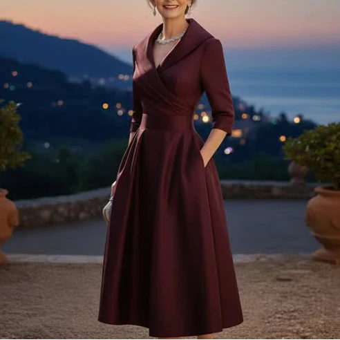 Lea™ | Elegantes Midikleid mit Dezentem Glanz