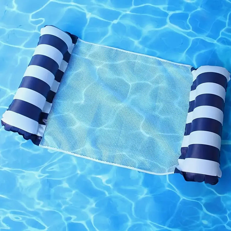 Gestreifte aufblasbare Wasserhängematte – Tragbare Poolliege zur Sommerentspannung