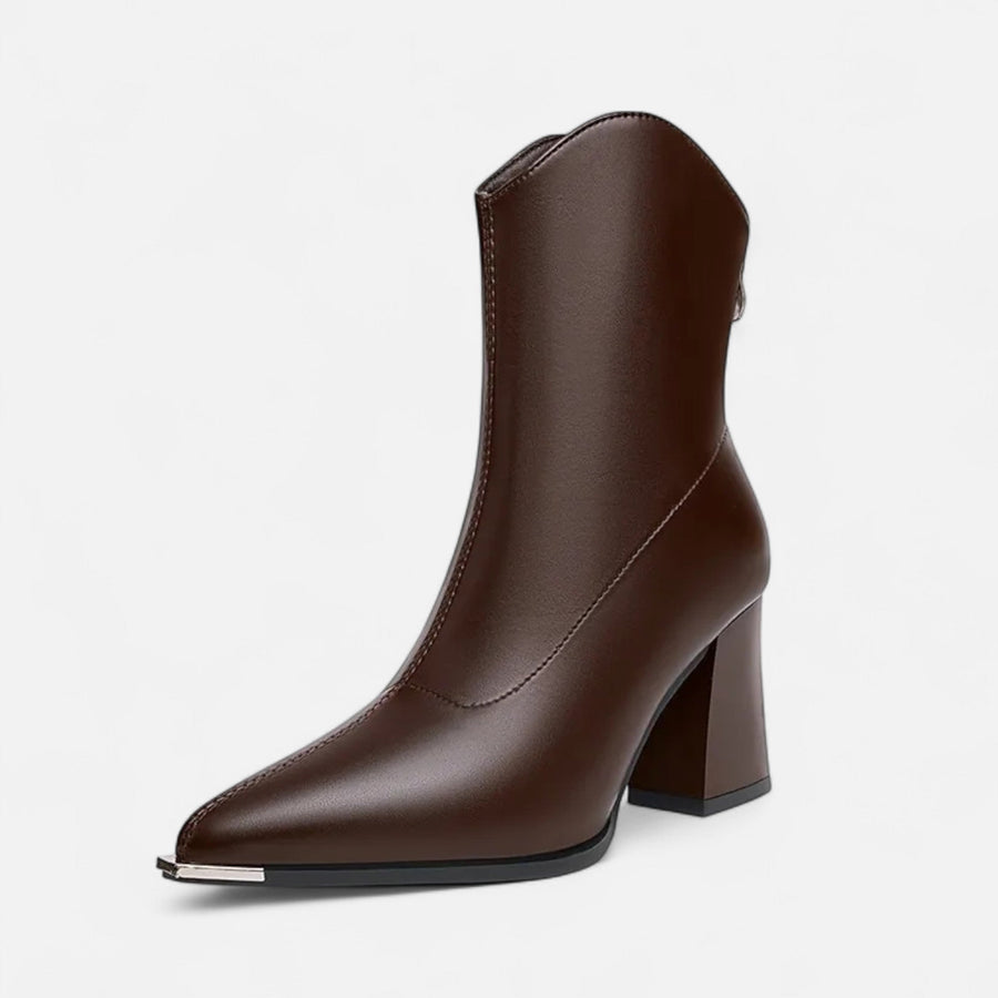 Damen-Chelsea-Stiefeletten mit Absatz | Reißverschluss, veganes Leder