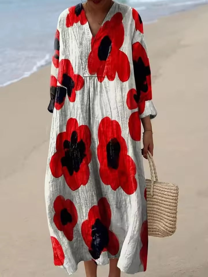 Ingrid | Sommerkleid mit V-Ausschnitt und Bindetail