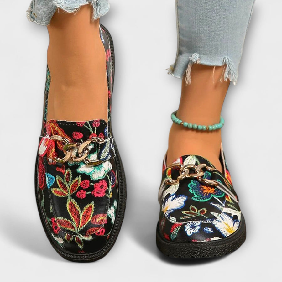 Berendina™ - Mehrfarbige Loafers mit Blumenmuster
