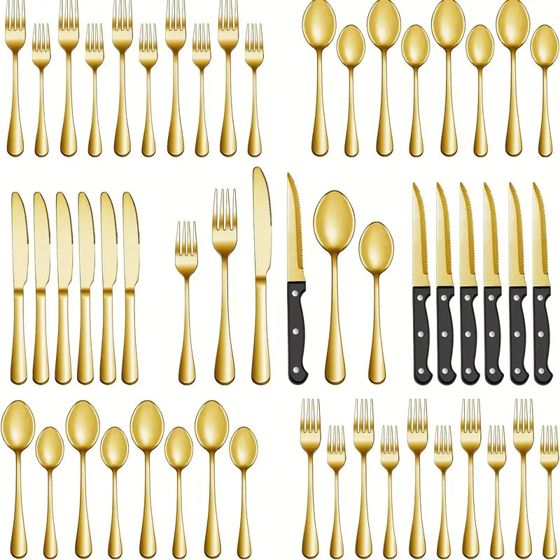Silvaris | 48-teilige spülmaschinenfeste Besteckkollektion – Moderne Kontrastmuster