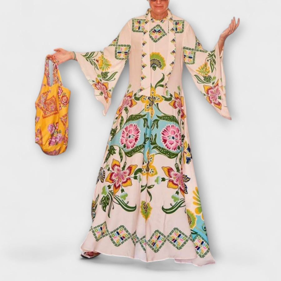 Lisa - Elegantes Maxikleid mit floralem Muster und fließendem Schnitt
