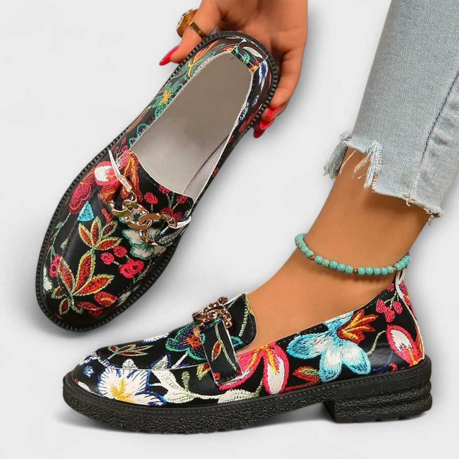 Berendina™ - Mehrfarbige Loafers mit Blumenmuster