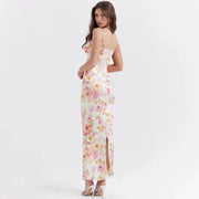 Fiona - Satin Midikleid mit Floralem Bustier