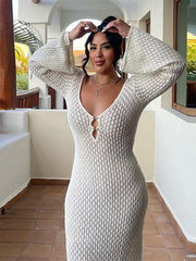 Elegantes Maxi-Kleid mit V-Ausschnitt für Damen