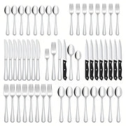 Silvaris | 48-teilige spülmaschinenfeste Besteckkollektion – Moderne Kontrastmuster