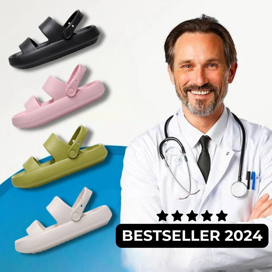 Yula - Orthopädische Sandalen | Comfort Plus Pantoletten mit Doppelriemen | Gepolsterte, lässige Slip-On-Sandalen