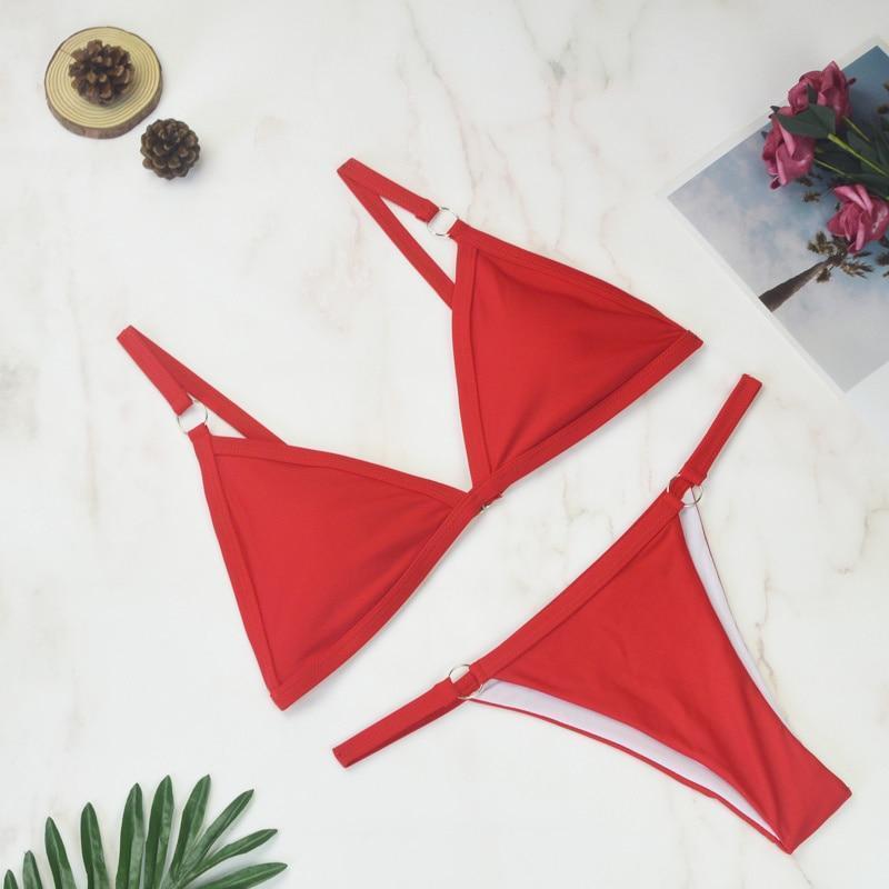 Triangel Bikini Set Damen – Veganleder Look, Verstellbar