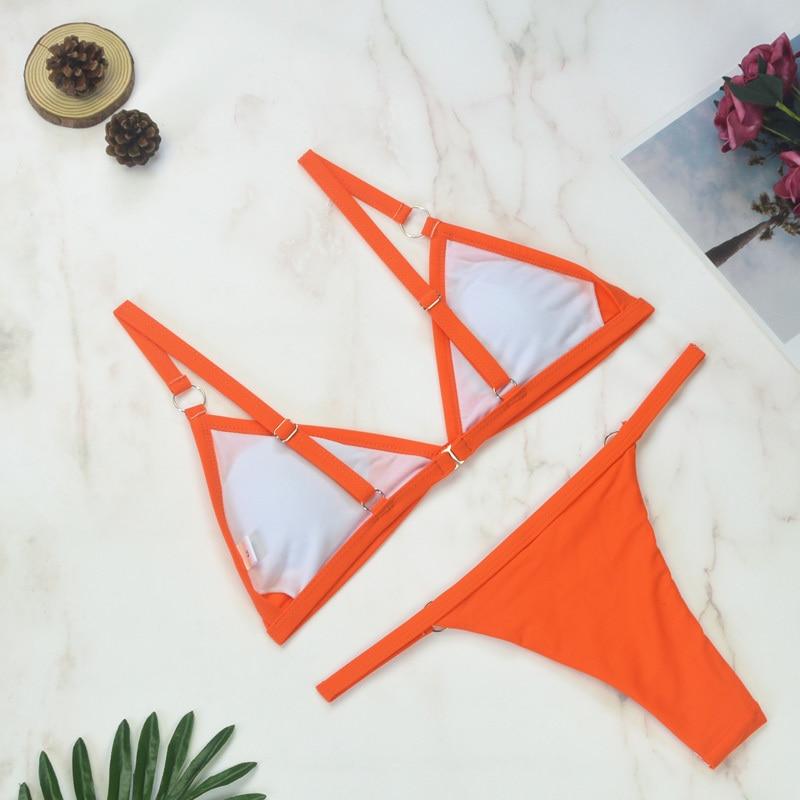 Triangel Bikini Set Damen – Veganleder Look, Verstellbar