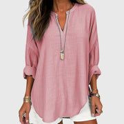 Claudia | Damen Locker Geschnittenes Langarm Casual Top
