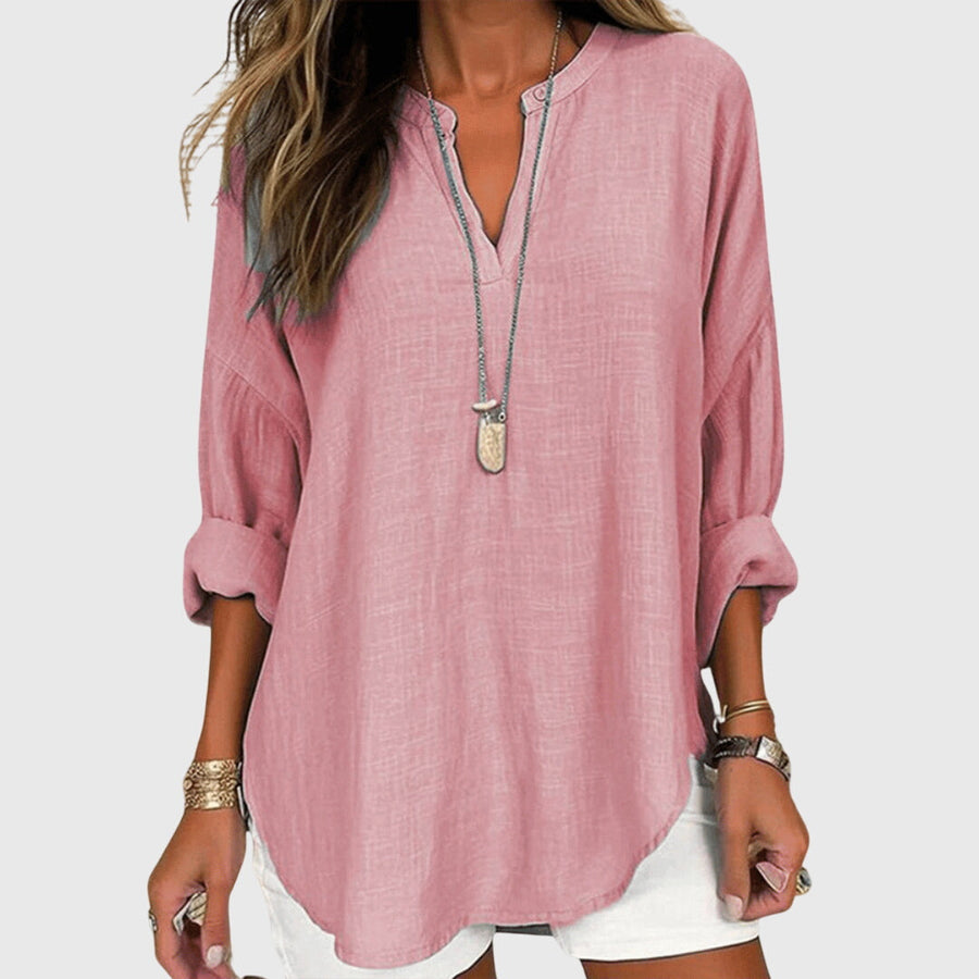 Claudia | Damen Locker Geschnittenes Langarm Casual Top
