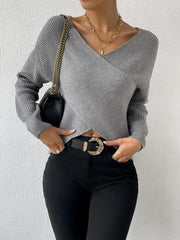 ODETTA - STRICKPULLOVER MIT ÜBERKREUZTEM AUSSCHNITT