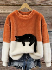 JUNA | DAMEN-SWEATSHIRT MIT KATZENMOTIV
