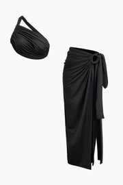 Selene | One-Shoulder Bandeau-Top & Drapierter Maxirock – Perfekt für stilvolle Auftritte