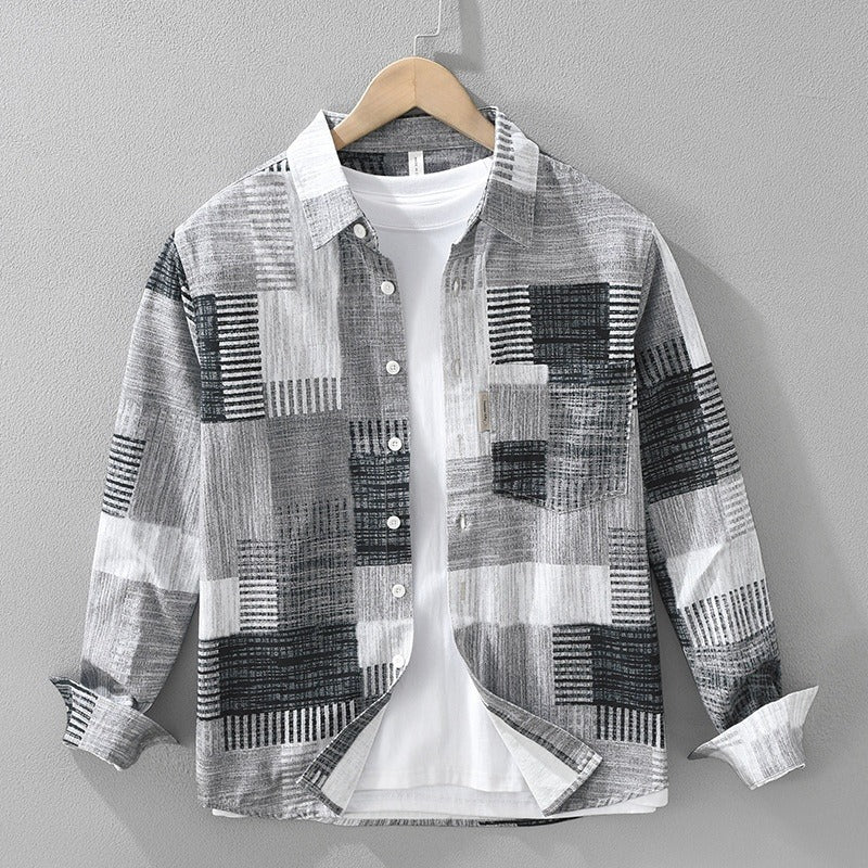 Herrenhemd Baumwolle Patchworkdruck lässiger Stil - Hector