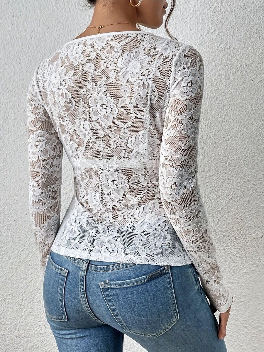 Elegante Damen Spitzenbluse | Luxuriöses Spitzenoberteil