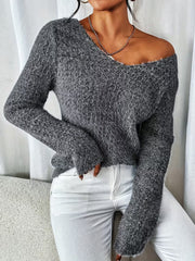Aderah - Lockere Passform V-Ausschnitt Pullover