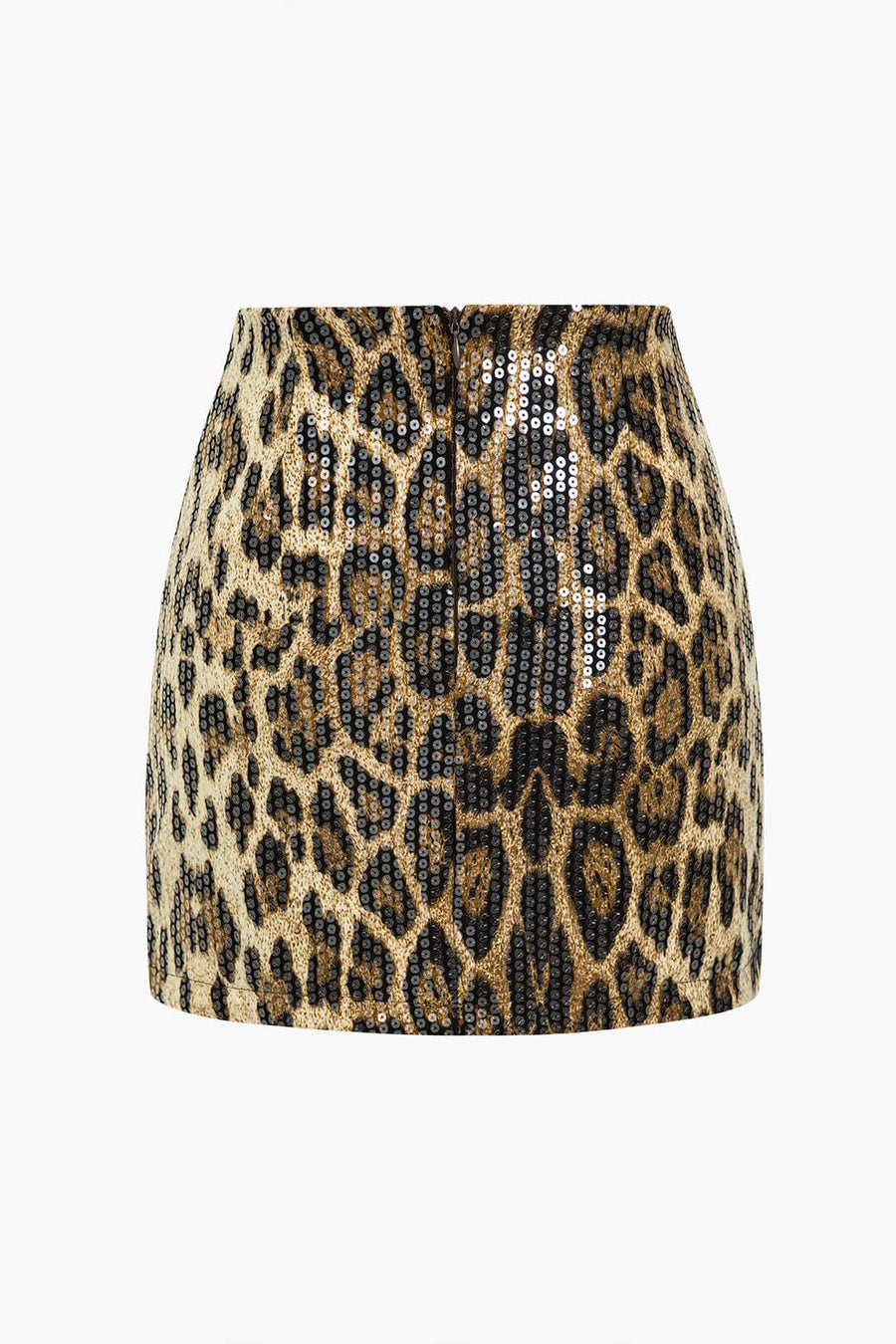 Lunaria | Glamouröser Pailletten Minirock und auffälligem Leopard-Print
