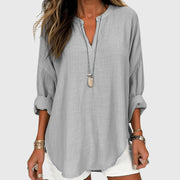 Claudia | Damen Locker Geschnittenes Langarm Casual Top