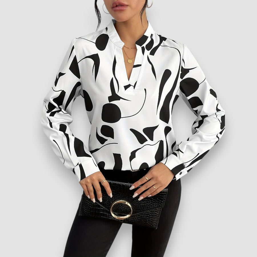 Stella | Gemusterte Bluse mit V-Ausschnitt