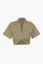Janice | Stylisches Kurzarm Crop Shirt mit kragen