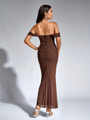 Damen Maxi Hochzeitsgastkleid | Schulterfrei