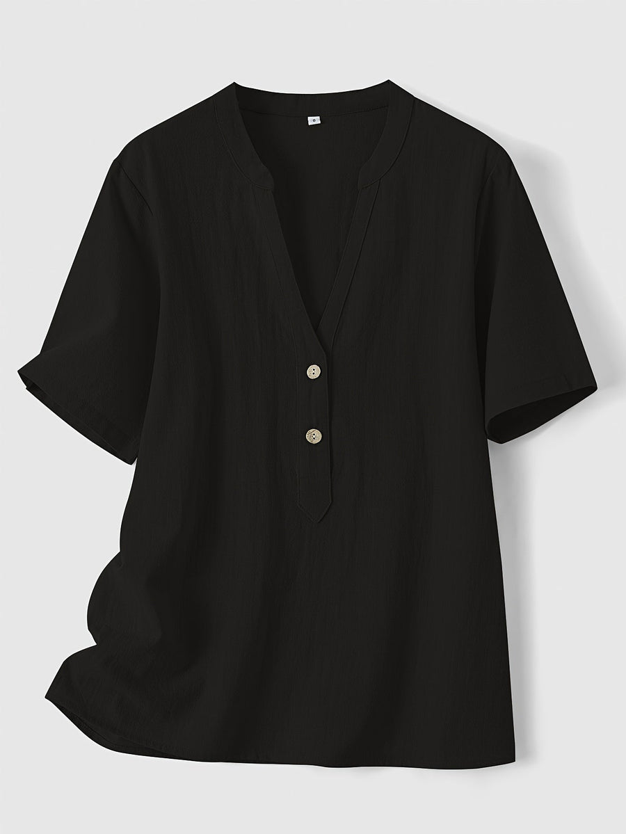 Sharron – Elegante Blusa V-Ausschnitt Mit Knopf