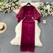 Elegantes Vintage-Gerichtskleid mit Laternenärmeln
