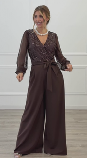 Meira - Overall Mit Langen Ärmeln Und Verzierungen Aus Mesh