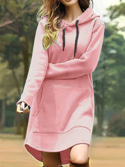 Bequemes - Rotes Kapuzen Sweatshirtkleid mit Taschen für dich