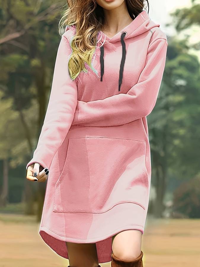 Bequemes - Rotes Kapuzen Sweatshirtkleid mit Taschen für dich