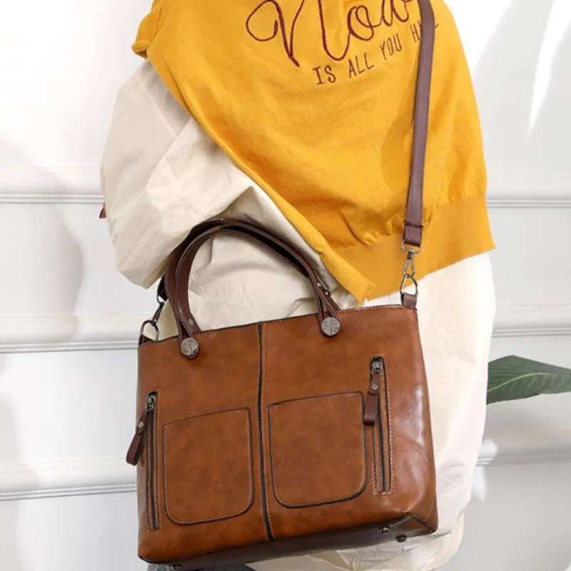 Damen Handgefertigte Vintage Leder Umhängetasche in Stilvollen Farben