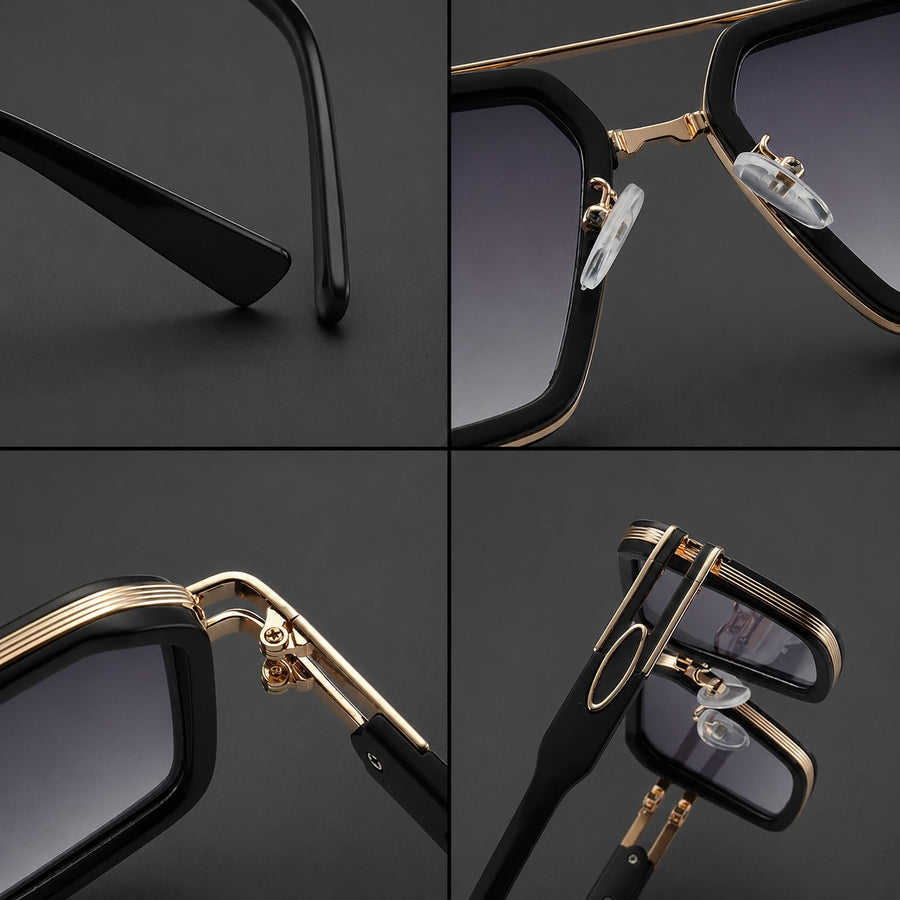 Eckige Damen-Sonnenbrille mit Doppelsteg